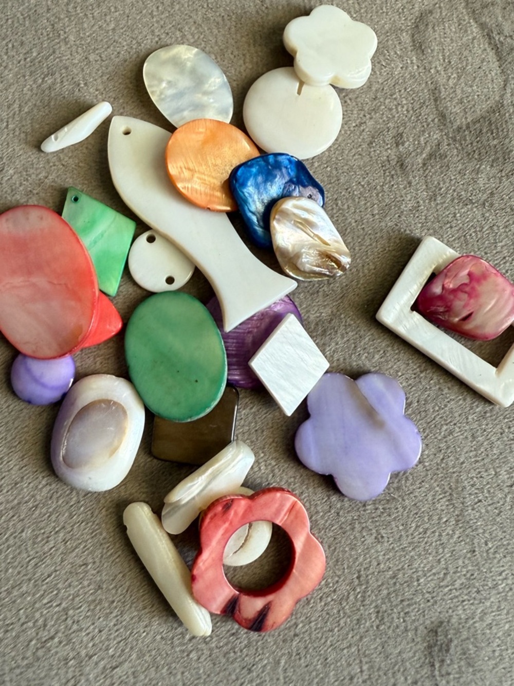 Assorted Mother-of-Pearl & Resin Jewelry Components - Multicolor